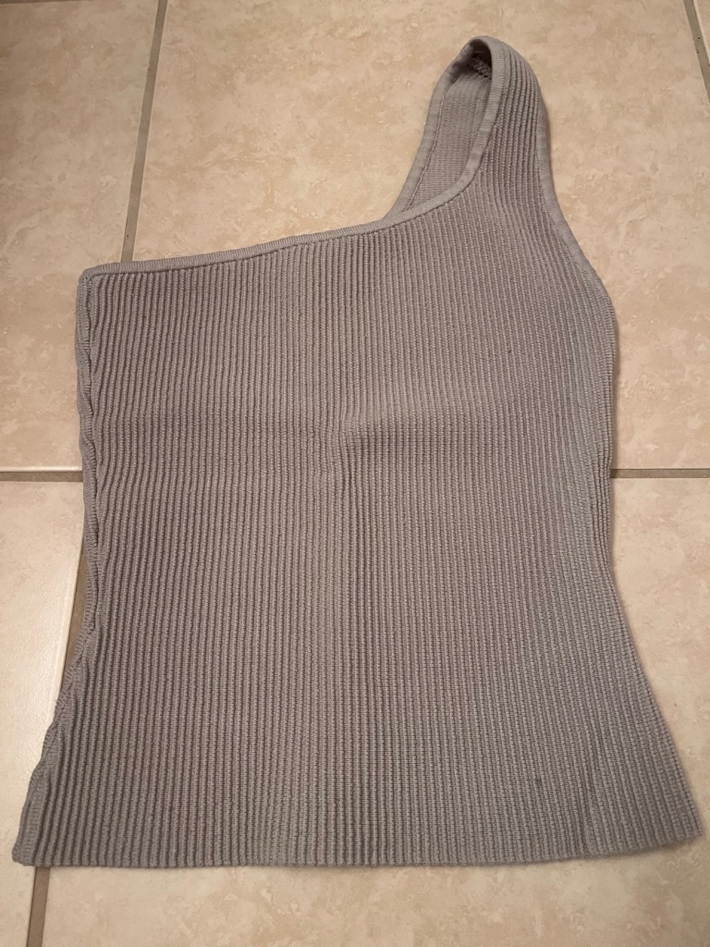 Aritzia x Babaton Sculpt Knit One-Shoulder Ribbed Tank in Grey